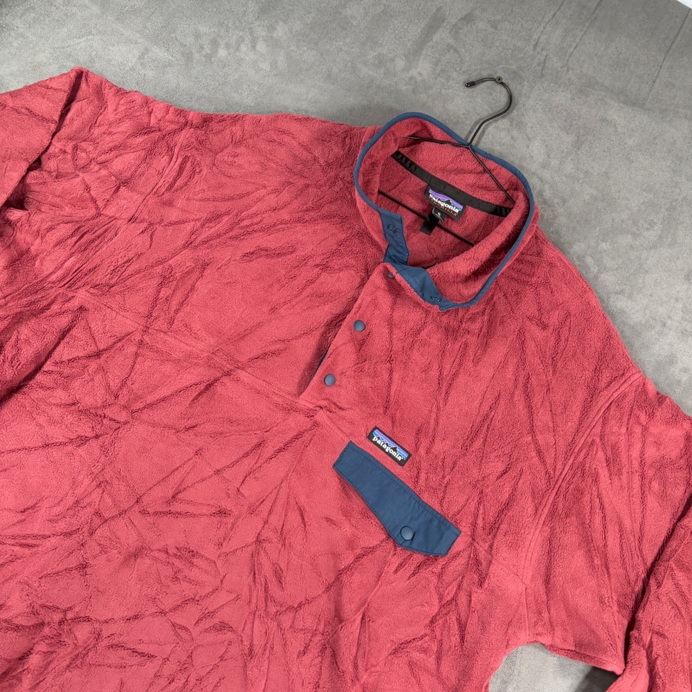Patagonia Synchilla Fleece Pullover Mens XL Red Navy Blue Snap-T 25450